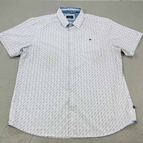 7 Diamonds Shirt Men XXL 4 Way Stretch Short Sleeve Button Geometric Performance - Picture 1 of 10